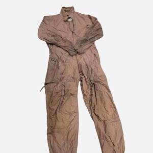 US Military Issue Tan Nomex CVC Coveralls Jumpsuit Tanker Suit Large Regular